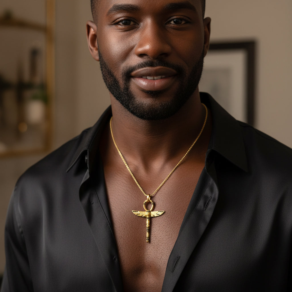 Scarab Ankh Necklace- Symbol of Life & Transformation