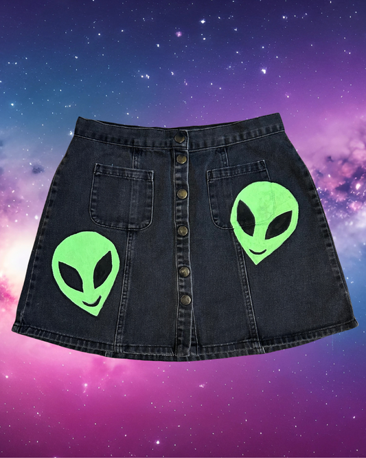 Alien High Waisted Jean Skirt